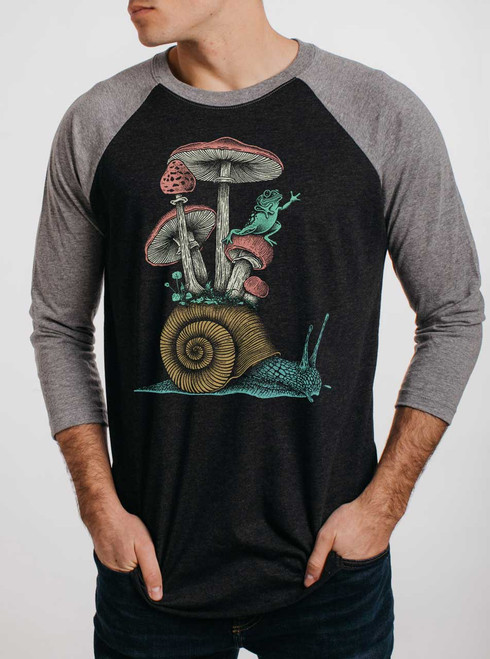 Catching a Ride - Multicolor on Heather Black and Grey Triblend Raglan