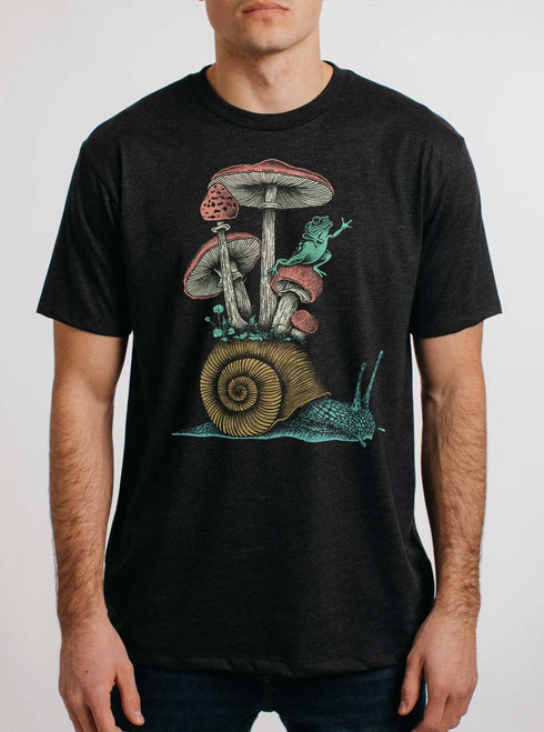 Catching a Ride - Multicolor on Heather Black Triblend Mens T Shirt