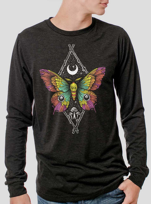 Butterfly - Multicolor on Heather Black Triblend Men's Long Sleeve