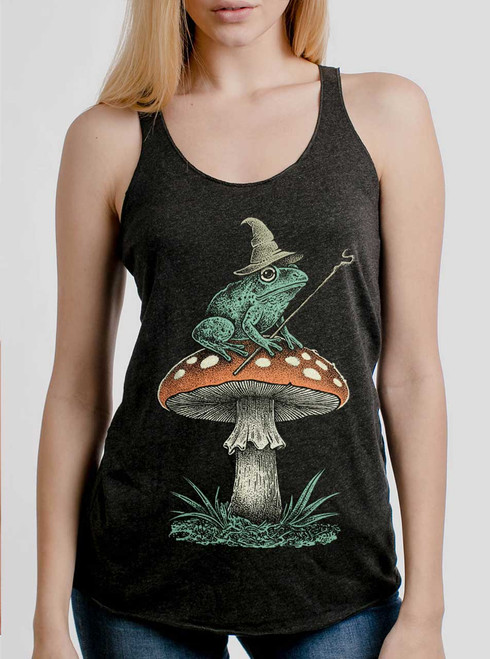 Little Wizard - Multicolor on Heather Black Triblend Womens Racerback Tank Top