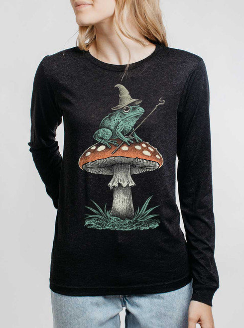 Little Wizard - Multicolor on Heather Black Triblend Womens Long Sleeve