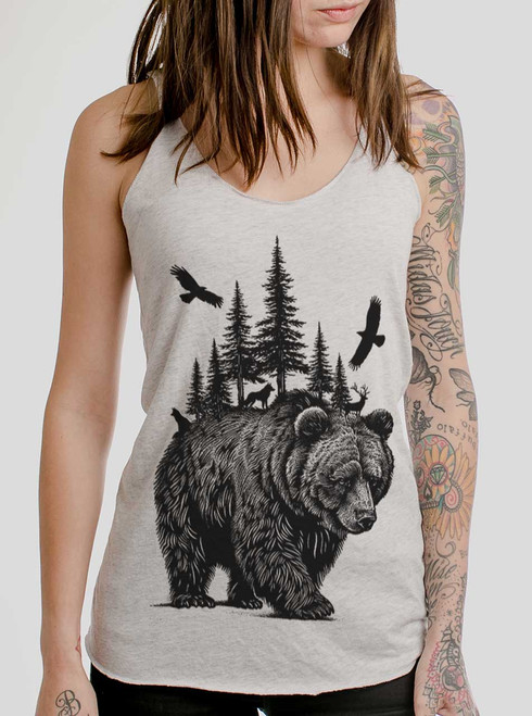 King of the Woods - Black on White Triblend Womens Racerback Tank Top
