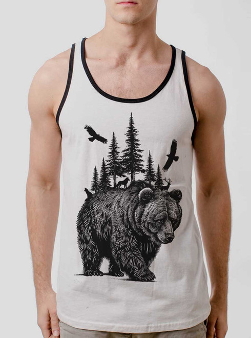 King of the Woods - Black on White with Black Mens Tank Top