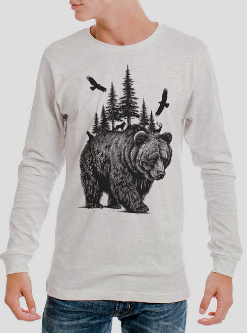 King of the Woods - Black on Heather White Men's Long Sleeve