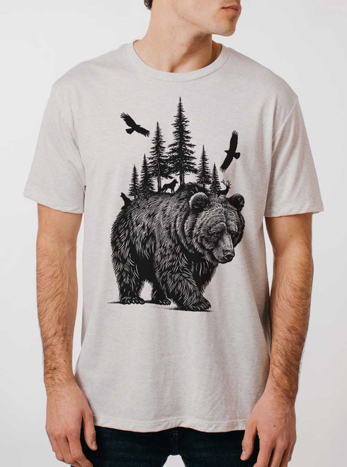 King of the Woods - Black on Heather White Triblend Mens T Shirt