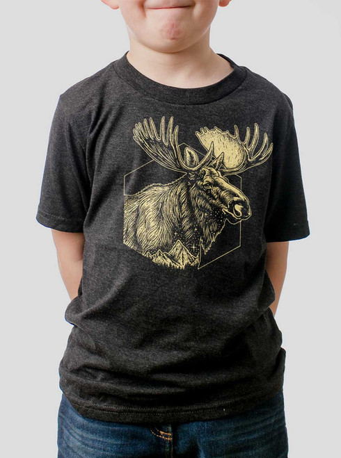 Mountain Moose - Multicolor on Heather Black Triblend Youth T-Shirt
