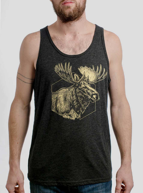 Mountain Moose - Multicolor on Heather Black Triblend Mens Tank Top