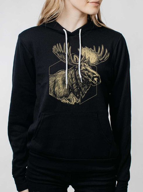 Mountain Moose - Multicolor on Black Women's Pullover Hoodie