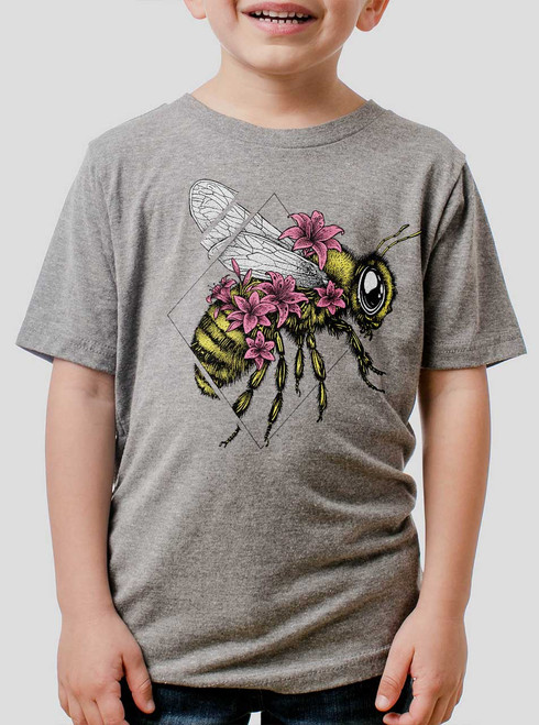 Bee Looming - Multicolor on Heather Grey Triblend Youth T-Shirt