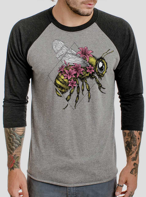 Bee Looming - Multicolor on Heather Grey and Black Triblend Raglan