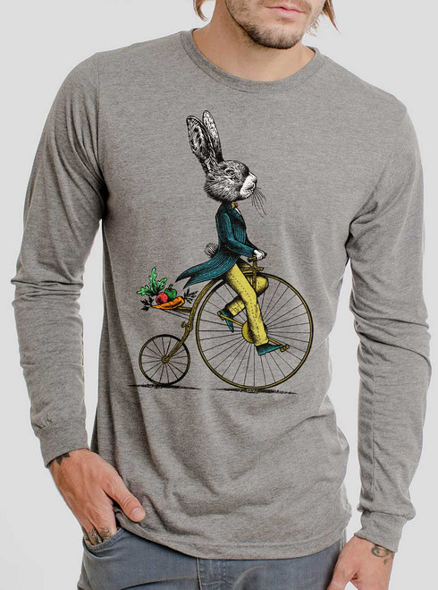 Veggie Voyage - Multicolor on Heather Grey Men's Long Sleeve