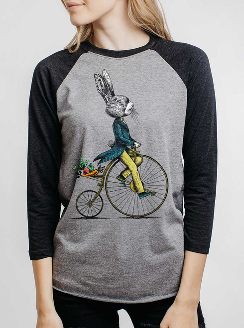Veggie Voyage - Multicolor on Heather Grey and Black Triblend Womens Raglan