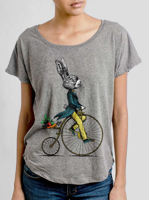 Veggie Voyage - Multicolor on Heather Grey Triblend Womens Dolman T Shirt