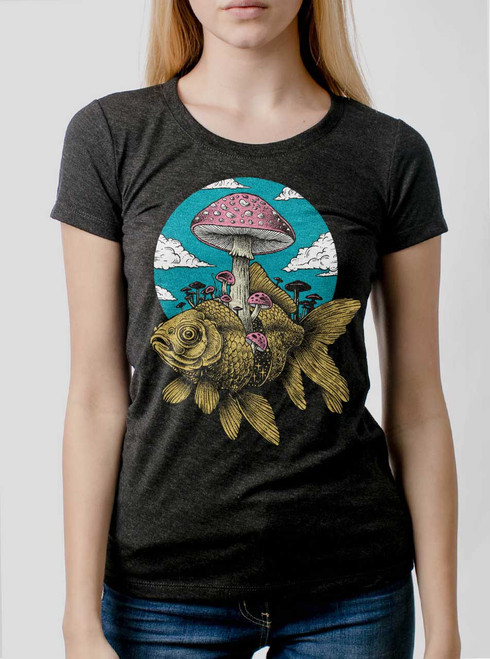 Goldfish - Multicolor on Heather Black Triblend Junior Womens T-Shirt