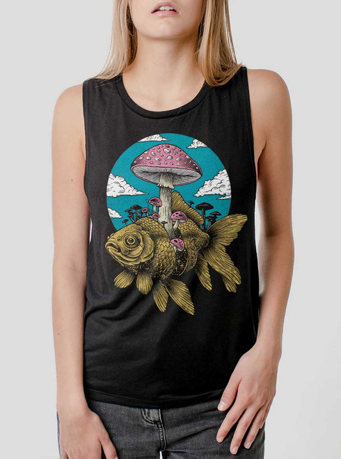 Goldfish - Multicolor on Black Womens Muscle Tank