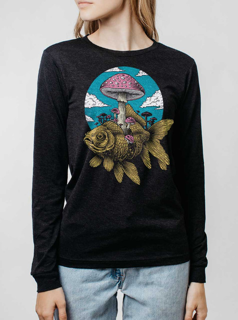 Goldfish - Multicolor on Heather Black Triblend Womens Long Sleeve