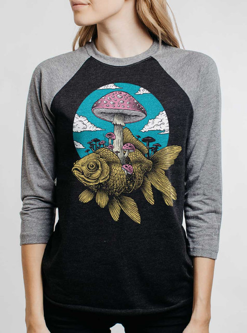 Goldfish - Multicolor on Heather Black and Grey Triblend Womens Raglan