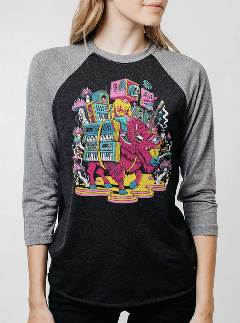 Buffalo Run - Multicolor on Heather Black and Grey Triblend Womens Raglan