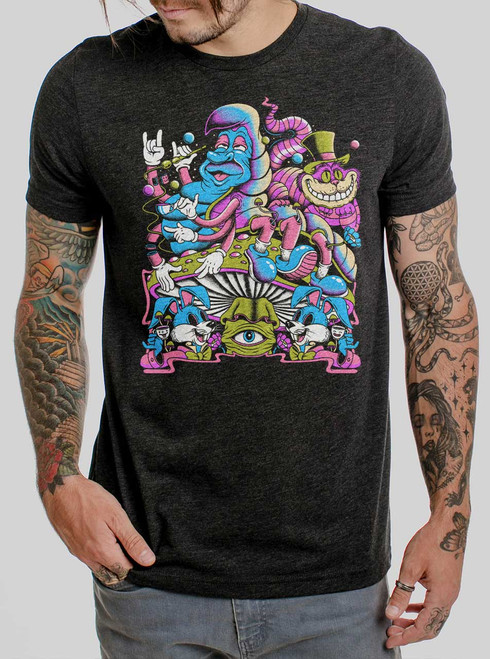 Wonderland - Multicolor on Heather Black Triblend Mens T Shirt