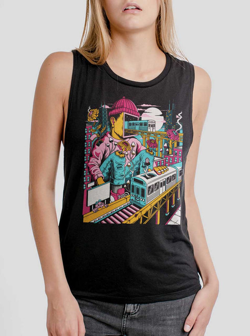 Chicago - Multicolor on Black Womens Muscle Tank