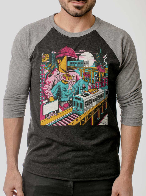Chicago - Multicolor on Heather Black and Grey Triblend Raglan