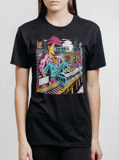 Chicago - Multicolor on Heather Black Triblend Womens Unisex T Shirt