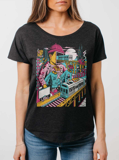 Chicago - Multicolor on Heather Black Triblend Womens Dolman T Shirt