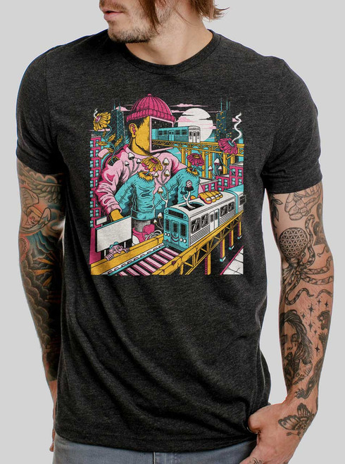 Chicago - Multicolor on Heather Black Triblend Mens T Shirt