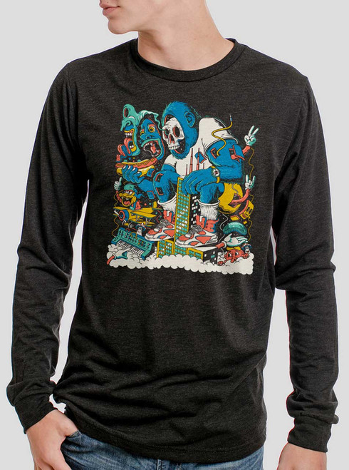 Urban Ape - Multicolor on Heather Black Triblend Men's Long Sleeve