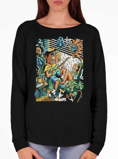 Jam Sesh - Multicolor on Black Women's California Sweatshirt