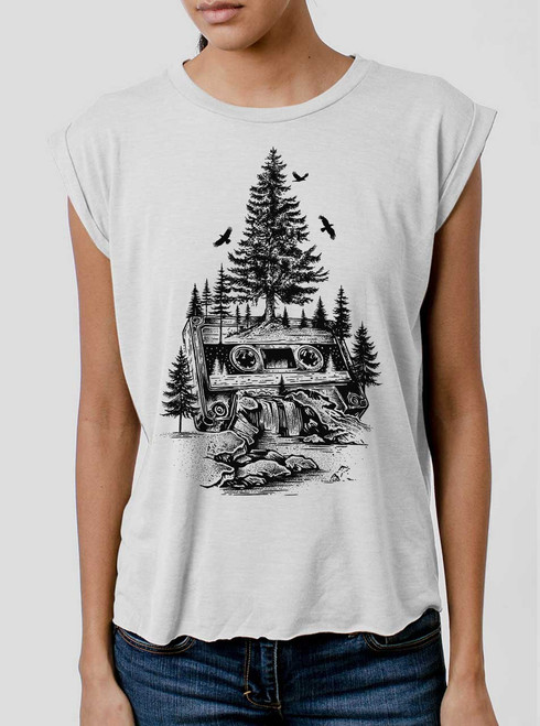 Wild Soundtrack - Black on White Women's Rolled Cuff T-Shirt