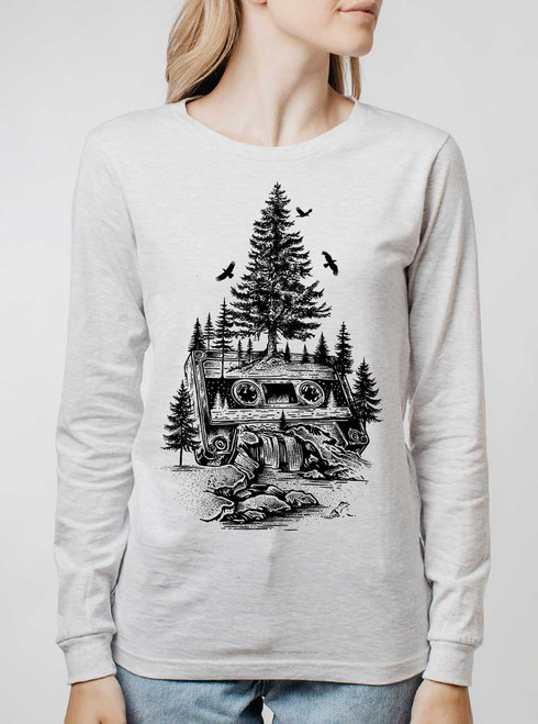 Wild Soundtrack - Black on Heather White Triblend Womens Long Sleeve