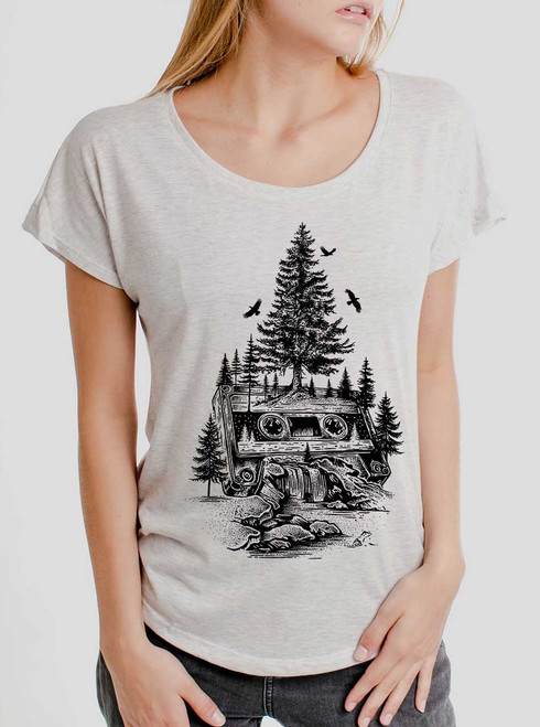 Wild Soundtrack - Black on Heather White Triblend Womens Dolman T Shirt