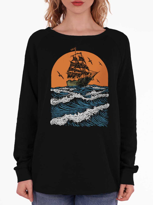 Ghost Ship - Multicolor on Black Women's California Sweatshirt