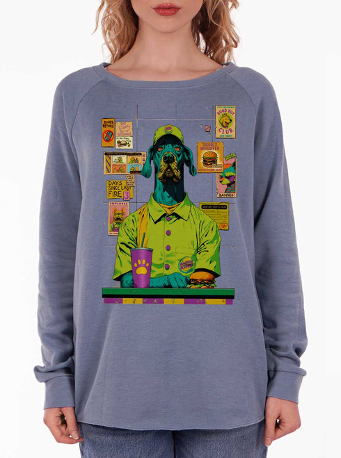 Barker King - Multicolor on on Misty Blue Women's California Sweatshirt