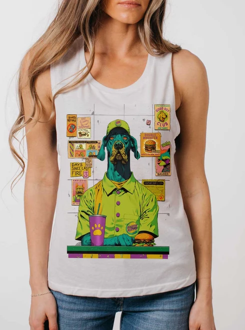 Barker King - Black on White Womens Muscle Tank