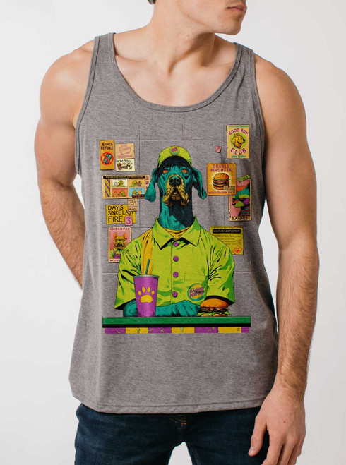 Barker King - Multicolor on Heather Grey Triblend Mens Tank Top