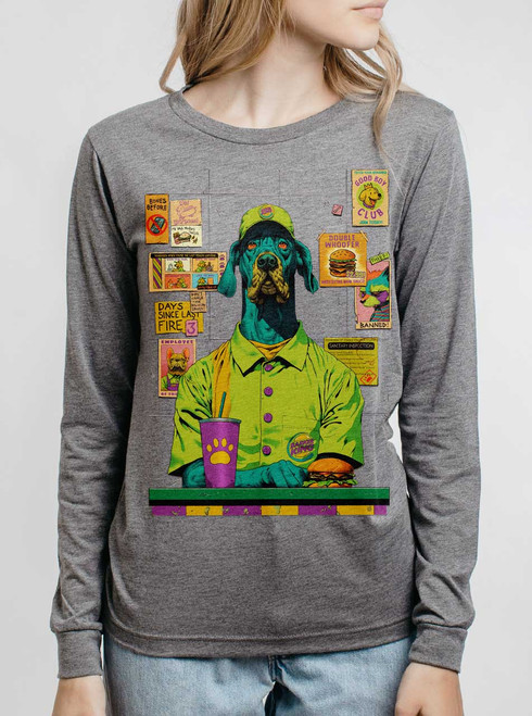 Barker King - Multicolor on Heather Grey Triblend Womens Long Sleeve