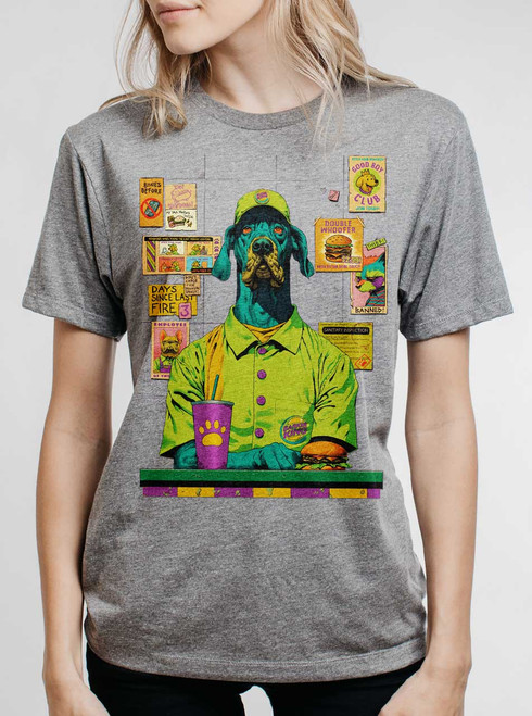 Barker King - Multicolor on Heather Grey Triblend Womens Unisex T Shirt