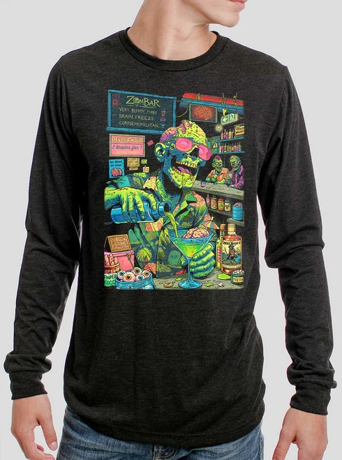 Zombar - Multicolor on Heather Black Triblend Men's Long Sleeve