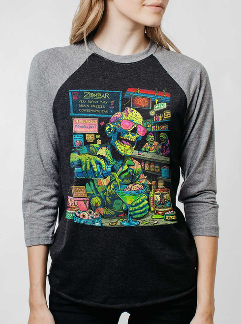 Zombar - Multicolor on Heather Black and Grey Triblend Womens Raglan