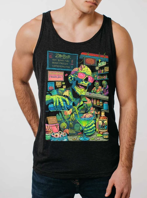 Zombar - Multicolor on Heather Black Triblend Mens Tank Top