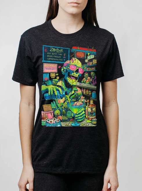 Zombar - Multicolor on Heather Black Triblend Womens Unisex T Shirt