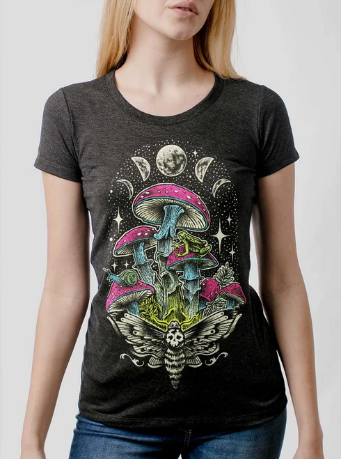 Lunar Bloom - Multicolor on Heather Black Triblend Junior Womens T-Shirt