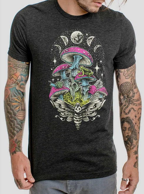 Lunar Bloom - Multicolor on Heather Black Triblend Mens T Shirt