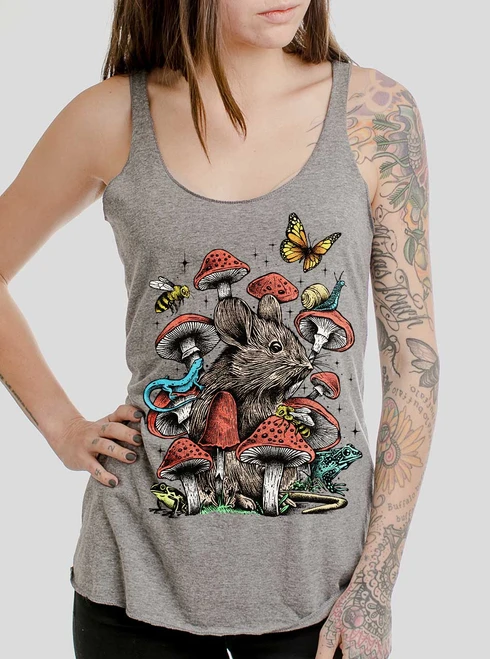 Wild Wonders - Multicolor on Heather Grey Triblend Womens Racerback Tank Top