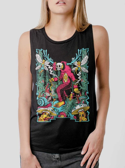 Summertime - Multicolor on Black Womens Muscle Tank