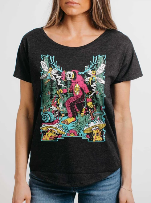 Summertime - Multicolor on Heather Black Triblend Womens Dolman T Shirt