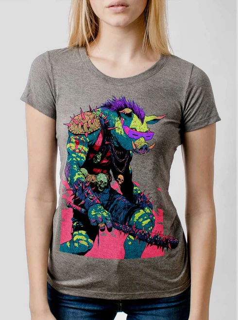 Warthog - Multicolor on Heather Grey Triblend Junior Womens T-Shirt