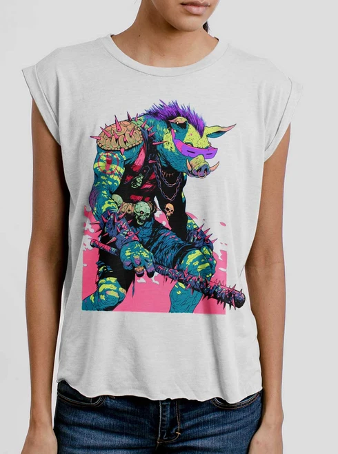 Warthog - Multicolor on White Women's Rolled Cuff T-Shirt